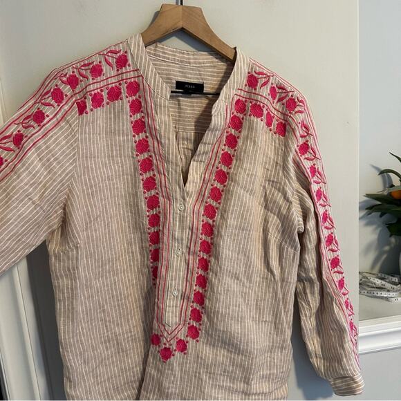 J. Crew Tan Pink Embroidered Linen Tunic Top Small - Picture 14 of 15